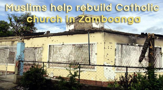 muslims help to rebuild christian catholic church in Zamboanga
